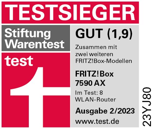 AVM FRITZ!Box 7590 AX WiFi 6 DSL Router – Mesh, DECT-Basis, Exklusive Edition mit USB-Stick
