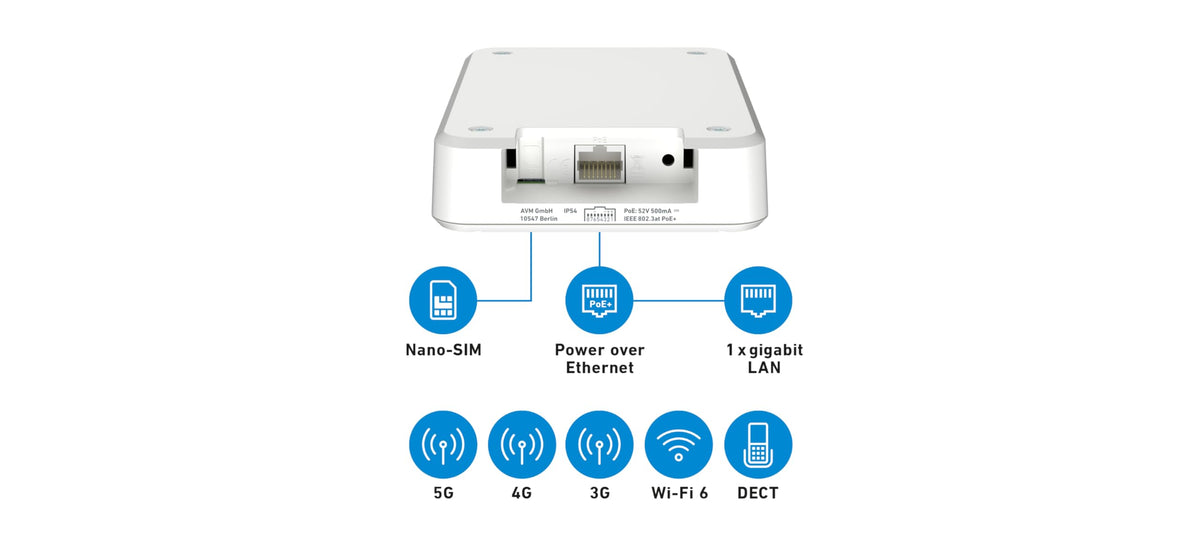 FRITZ!Box 6860 5G Router – WiFi 6 bis zu 3000 MBit/s, PoE+, DECT-Basis