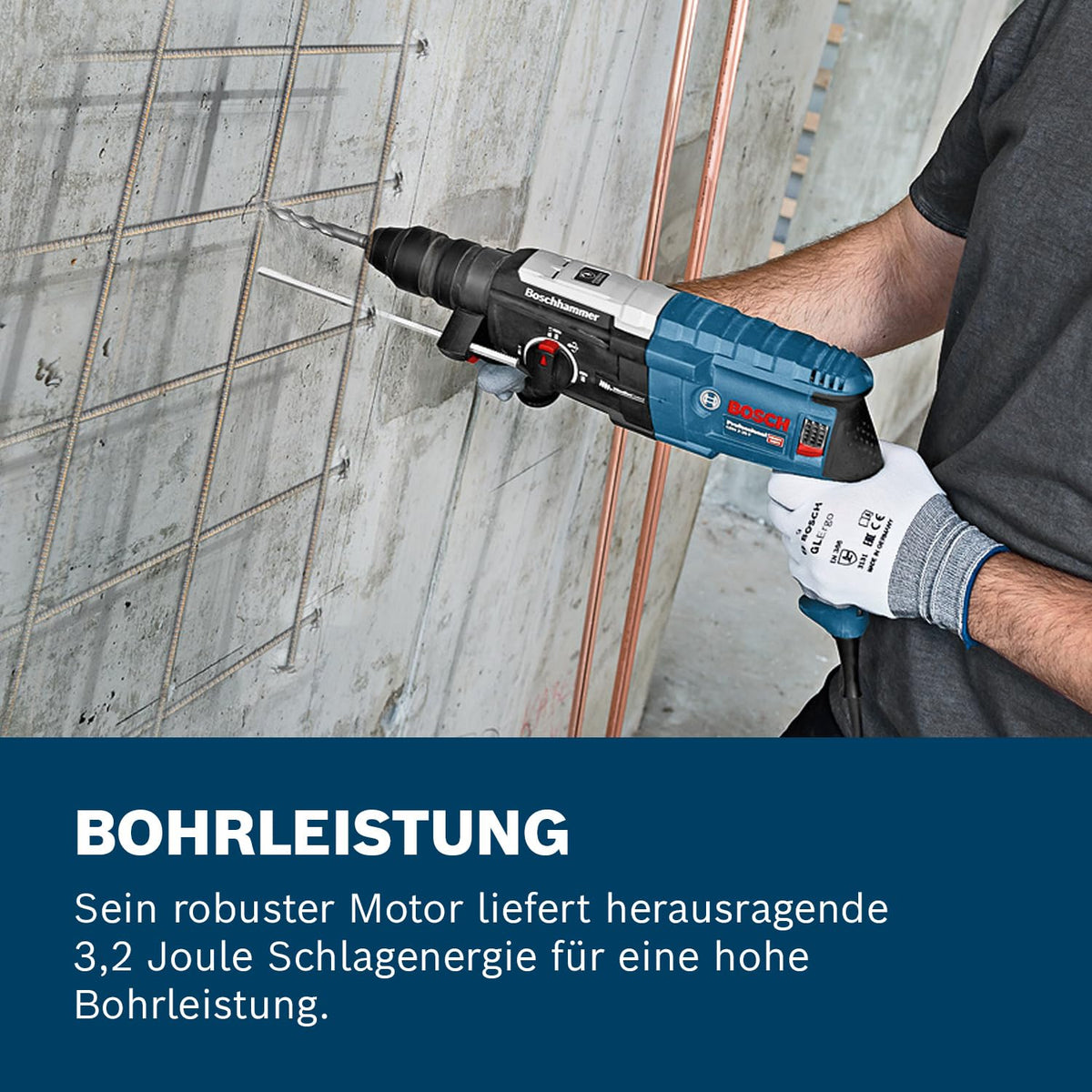 Bosch PRO Bohrhammer GBH 2-28 F (inkl. Zusatzhandgriff, Tiefenanschlag 210mm, Maschinentuch, Schnellwechselbohrfutter, Wechselfutter SDS-plus, Handwerkoffer)
