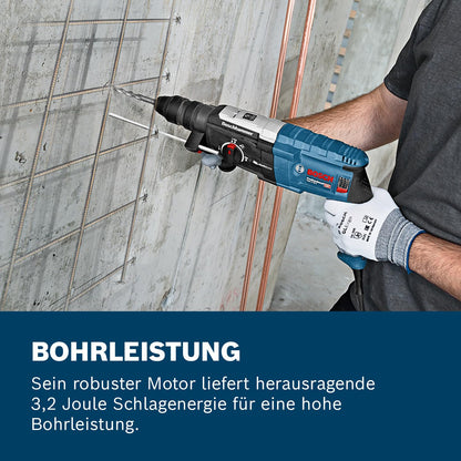 Bosch PRO Bohrhammer GBH 2-28 F (inkl. Zusatzhandgriff, Tiefenanschlag 210mm, Maschinentuch, Schnellwechselbohrfutter, Wechselfutter SDS-plus, Handwerkoffer)