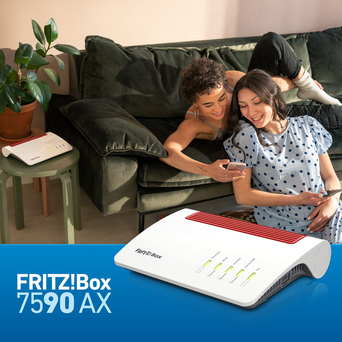 AVM FRITZ!Box 7590 AX WiFi 6 DSL Router – Mesh, DECT-Basis, Exklusive Edition mit USB-Stick